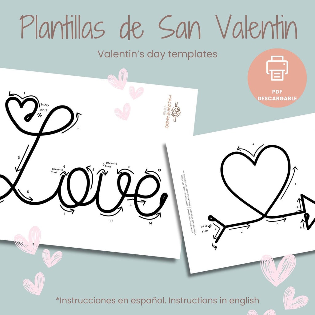 Plantillas San Valentín para tricotin (pdf descargable)