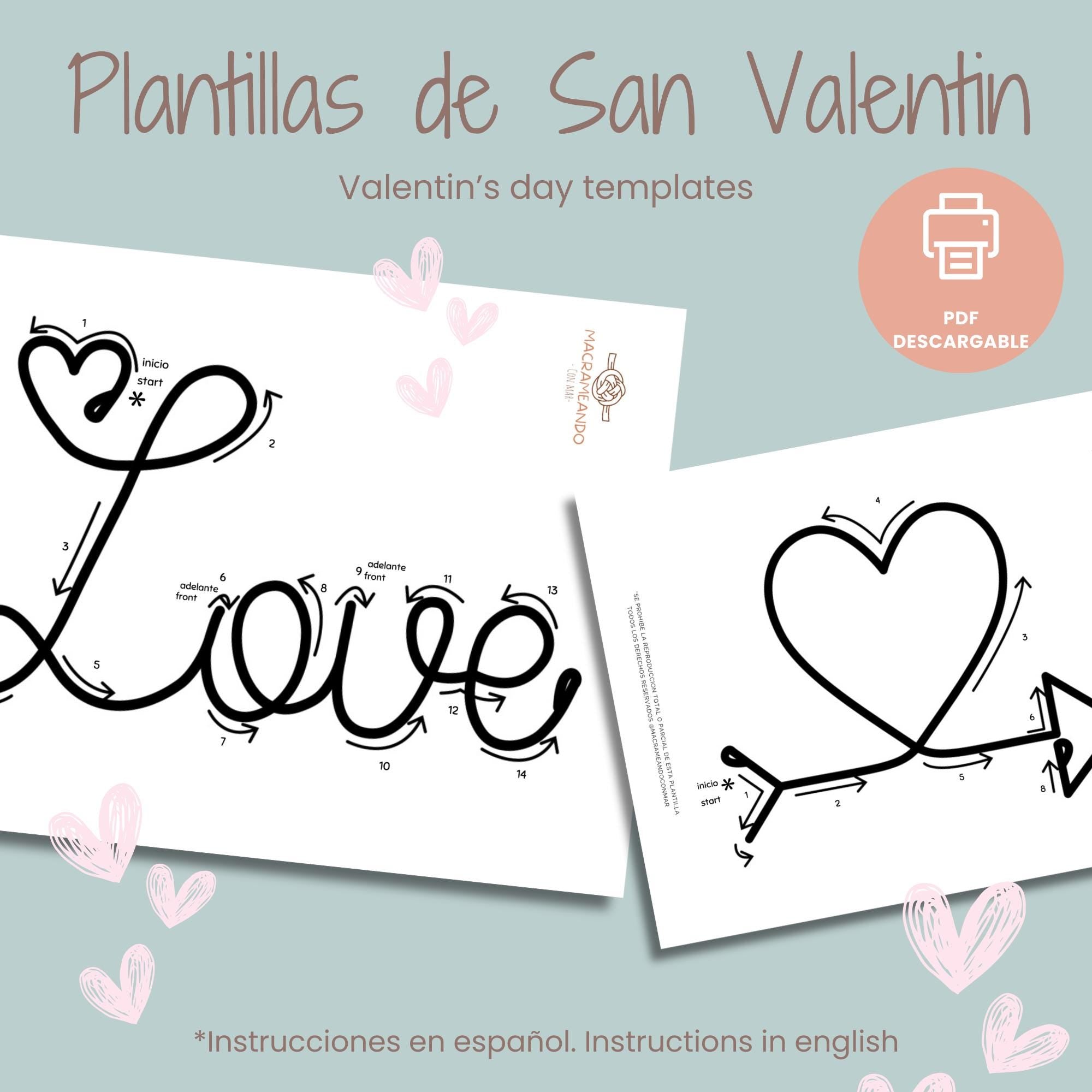Plantillas San Valentín para tricotin (pdf descargable)